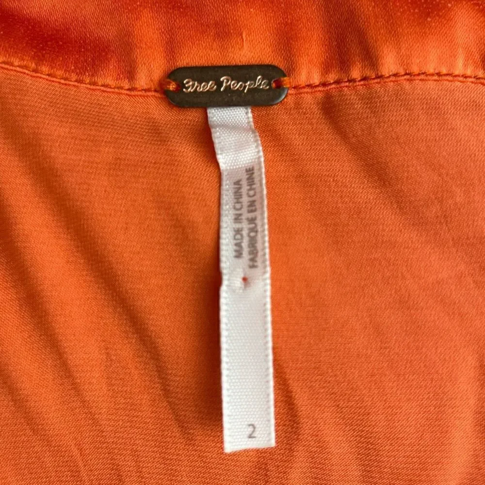 NWOT Free People Orange Midi Skirt Size 2
